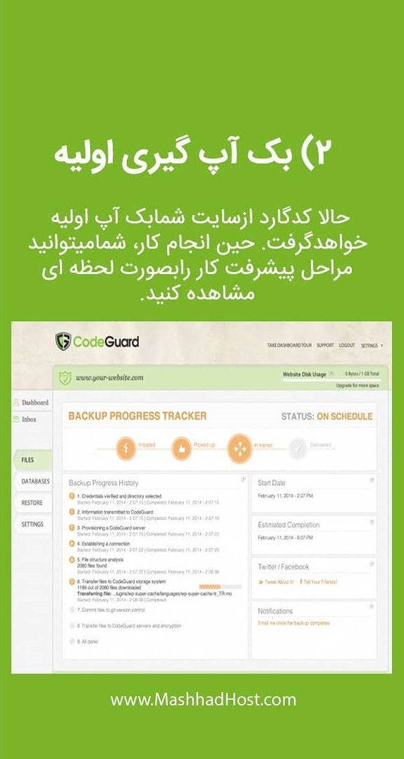 بکاپ اولیه در سرویس کدگارد